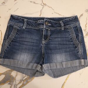 Maurices Washed Blue Denim Cuffed Shorts